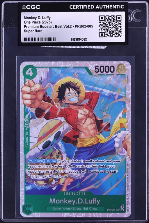 2025 One Piece Premium Best Vol. 2 SR Monkey D. Luffy #PRB02-005 CGC AUTH