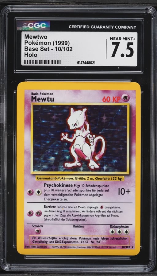 1999 Pokemon Base Set Holo Mewtwo #10 CGC 7.5 NRMT+