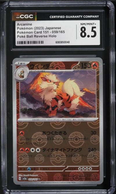2023 Pokemon Japanese SV 151 Poke Ball Reverse Holo Arcanine #59 CGC 8.5 NM-MT+