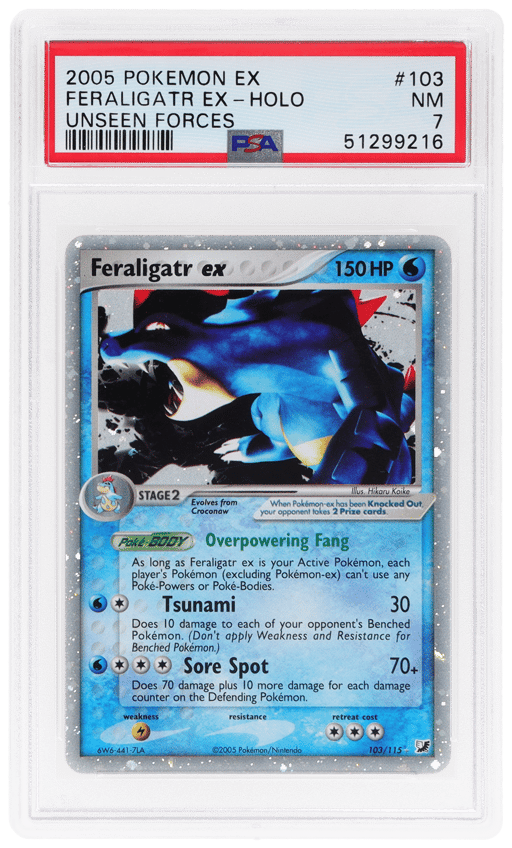 2005 Pokemon Ex Unseen Forces Holo Feraligatr Ex #103 PSA 7