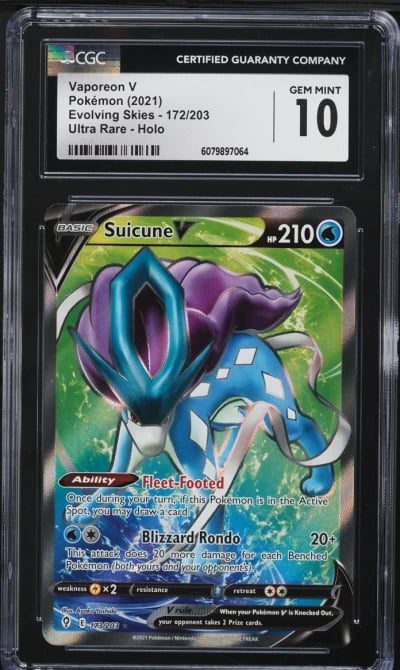 2021 Pokemon SWSH Evolving Skies Full Art Vaporeon V #172 CGC 10 GEM MINT