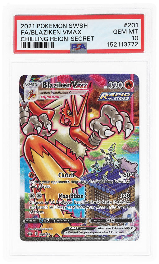 2021 Pokemon Sword and Shield Chilling Reign Secret Rare Blaziken Vmax #201 PSA 10