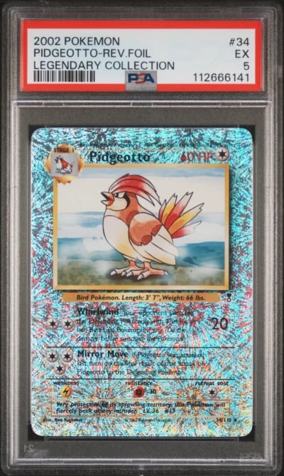 2002 POKEMON LEGENDARY COLLECTION #34 PIDGEOTTO-REVERSE FOIL PSA 5