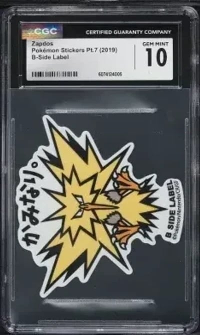 2019 Pokmon Japanese Stickers Pt.7 B-Side Label Zapdos CGC 10 GEM MINT