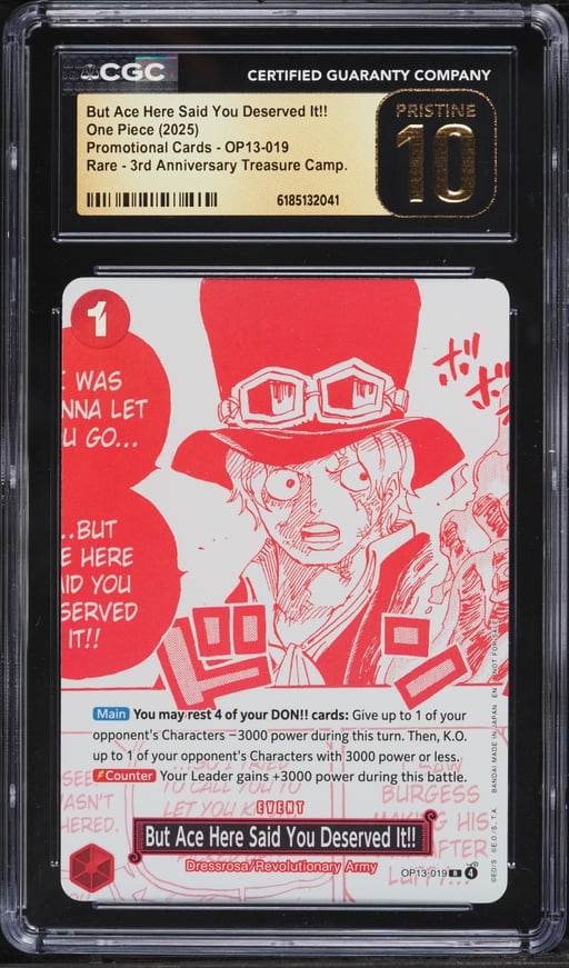 2025 One Piece 3rd Treasure Manga Alt Art But Ace Here Said You Deserved It!! CGC 10 PRISTINE
