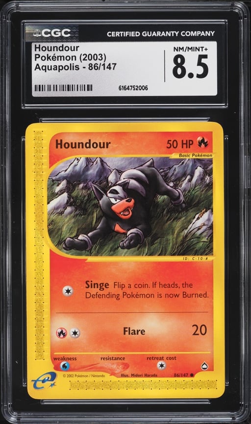 2003 Pokemon Aquapolis Houndour #86 CGC 8.5 NM-MT+