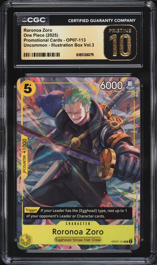2025 One Piece Promo Illustration Box Vol. 3 Roronoa Zoro #OP07-113 CGC 10 PRISTINE