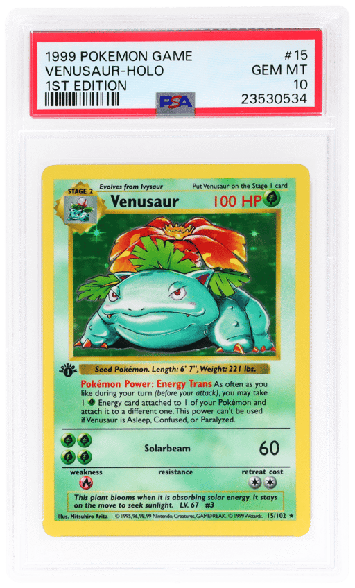 1999 Pokemon Base Set 1st Edition Holo Venusaur #15 PSA 10