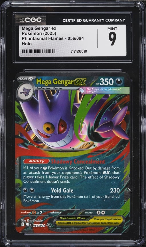 2025 Pokemon Mega Evolution Phantasmal Flames Holo Mega Gengar ex #56 CGC 9 MINT