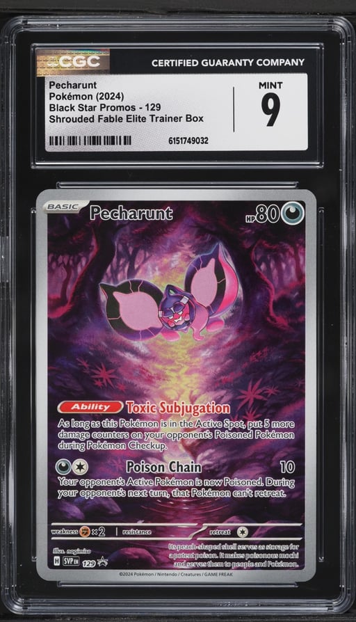 2024 Pokemon Scarlet & Violet Promo Shrouded Fable ETB Pecharunt #129 CGC 9 MINT