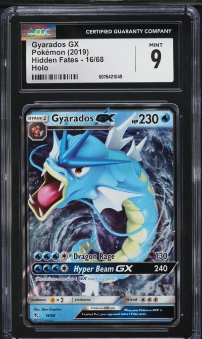 2019 Pokemon Sun & Moon Hidden Fates Gyarados GX #16 CGC 9 MINT
