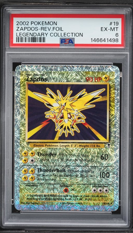 2002 Pokemon Legendary Collection Reverse Holo Zapdos #19 PSA 6 EXMT