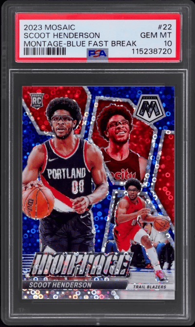 2023 Panini Mosaic Montage Blue Fast Break Scoot Henderson #22 59/85 PSA 10