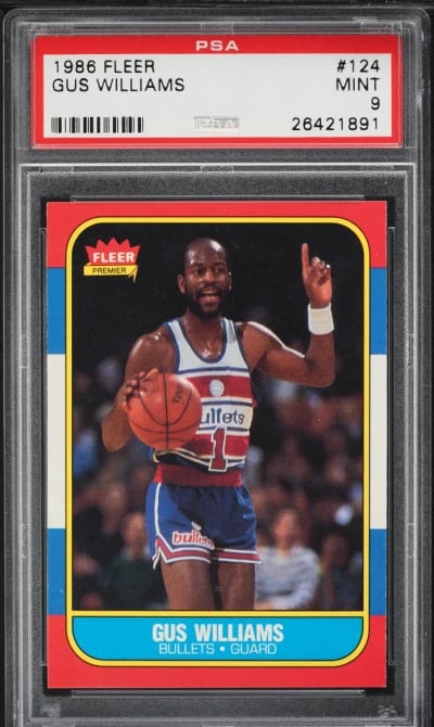 1986 Fleer Basketball Gus Williams ROOKIE #124 PSA 9 MINT
