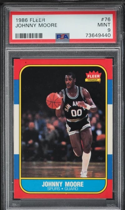 1986 Fleer Basketball Johnny Moore #76 PSA 9 MINT