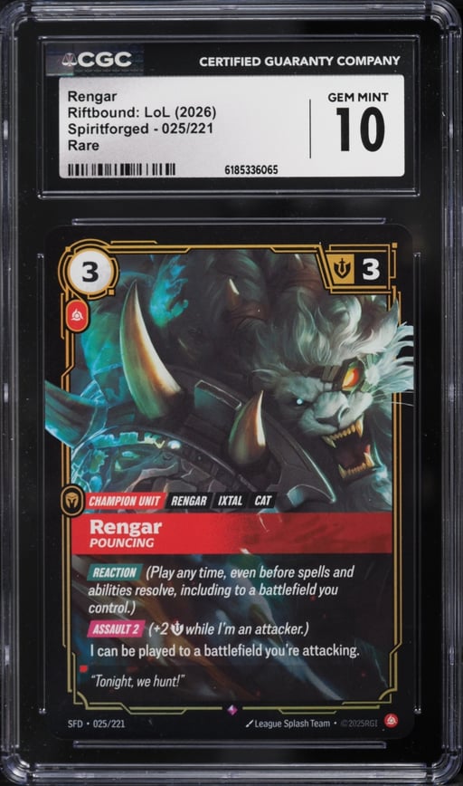 2026 Riftbound League Of Legends LoL Spiritforged Rengar #25 CGC 10 GEM MINT