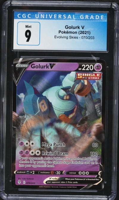 2021 Pokemon Sword & Shield Evolving Skies Holo Golurk V #070 CGC 9 MINT