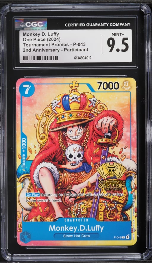 2024 One Piece Promo Tournament 2nd Anniversary Monkey D. Luffy #P-043 CGC 9.5 MINT+
