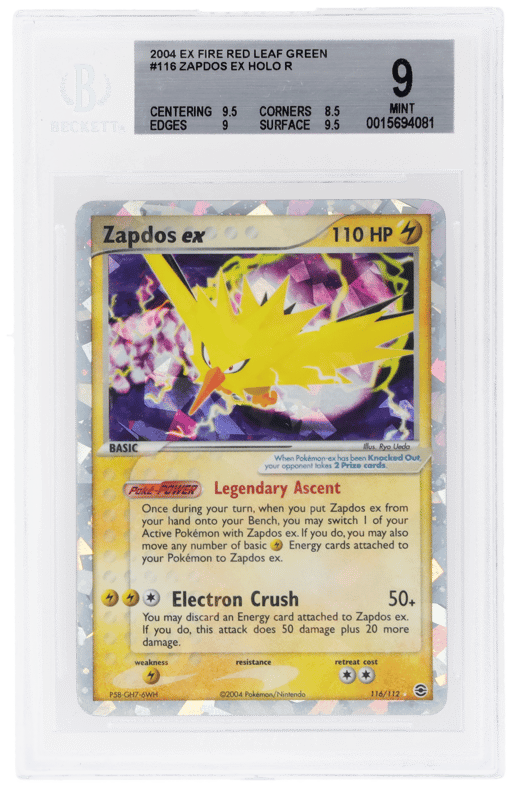 2004 Ex Fire Red & Leaf Green English Zapdos Ex #116 BGS 9