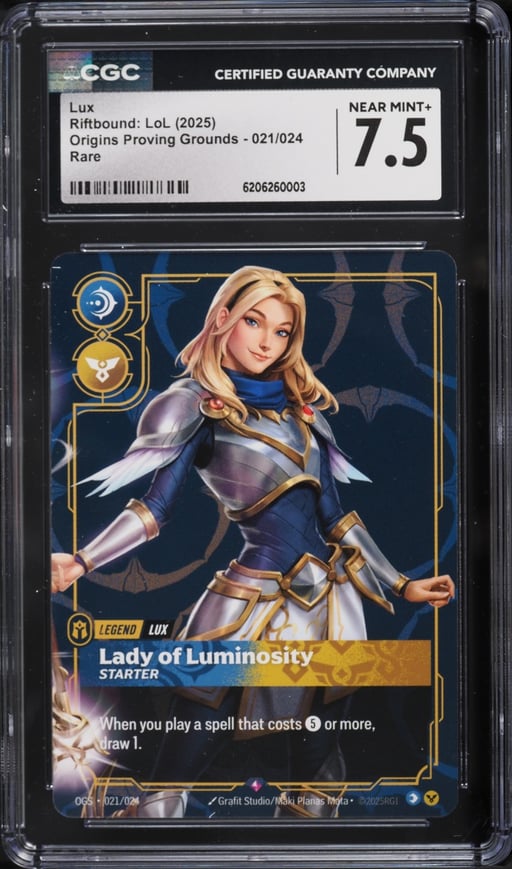 2025 Riftbound League Of Legends LoL Origins Proving Grounds Lux #21 CGC 7.5 NRMT+