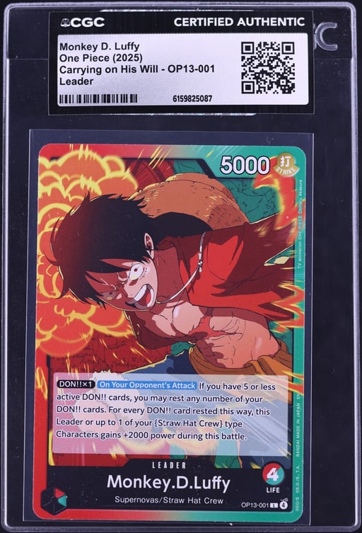 2025 One Piece Carrying On His Will Leader Monkey D. Luffy #OP13-001 CGC AUTH