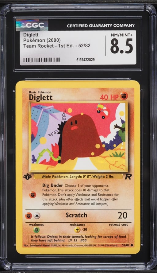 2000 Pokemon Team Rocket 1st Edition Diglett #52 CGC 8.5 NM-MT+