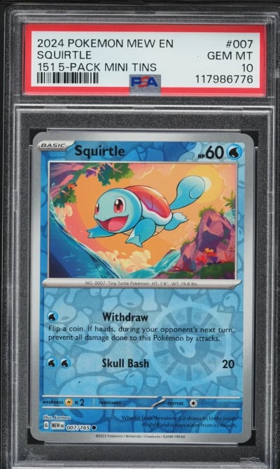 2024 Pokemon Mew En-151 5 Pack Mini Tin Squirtle #007 PSA 10 GEM MINT