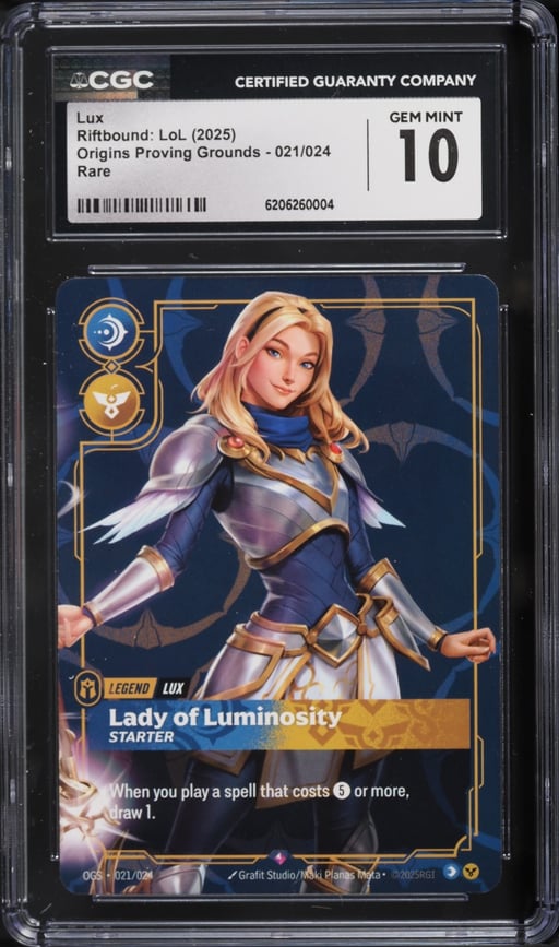 2025 Riftbound League Of Legends LoL Origins Proving Grounds Lux #21 CGC 10 GEM MINT