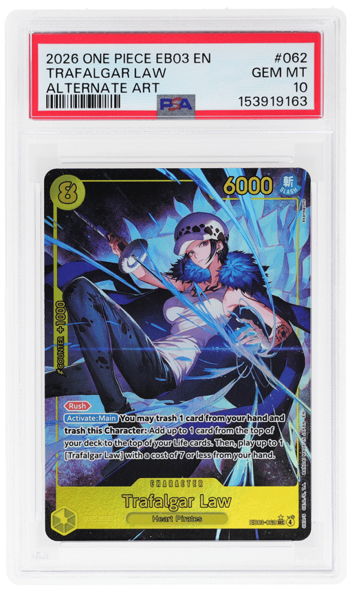 2026 One Piece Extra Booster Heroines Edition Alternate Art Trafalgar Law #EB03-062 PSA 10