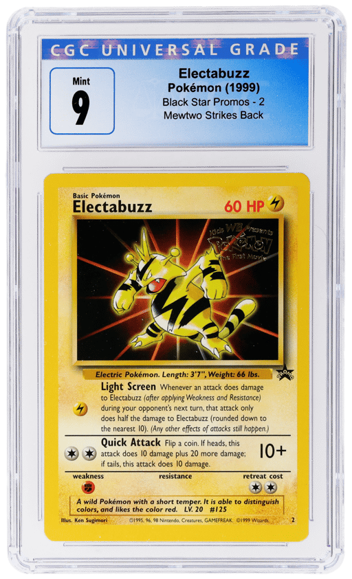 1999 Pokemon Wizards of the Coast Black Star Promo Mewtwo Strikes Back Electabuzz #2 CGC 9