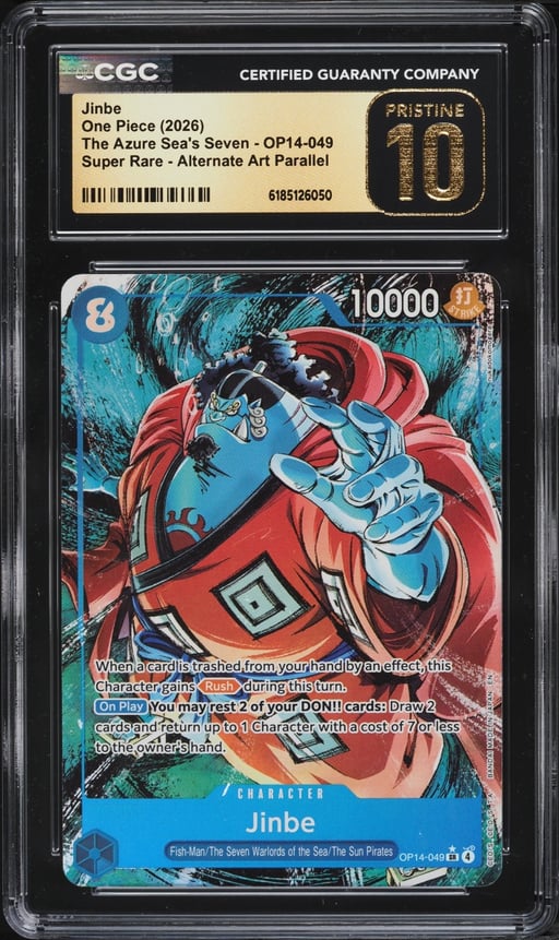 2026 One Piece The Azure Sea's Seven Alt Art Jinbe #OP14-049 CGC 10 PRISTINE