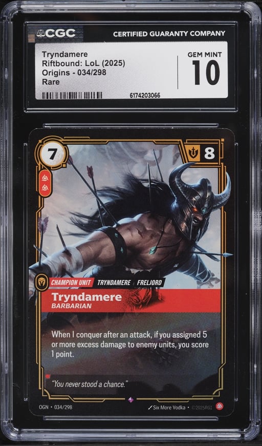 2025 Riftbound League Of Legends LOL Origins Tryndamere #34 CGC 10 GEM MINT