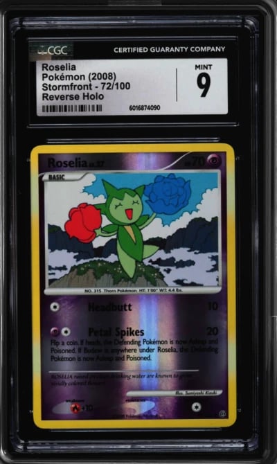 2008 Pokemon Diamond & Pearl Stormfront Reverse Holo Roselia #72 CGC 9 MINT