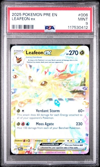 2025 POKEMON PRE EN-PRISMATIC EVOLUTIONS #006 LEAFEON EX PSA 9