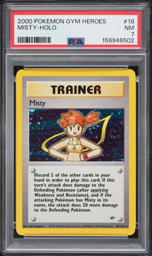 2000 Pokemon Gym Heroes Holo Misty #18 PSA 7 NRMT