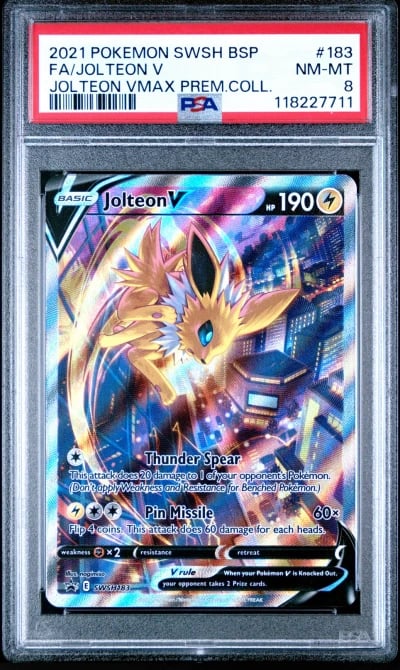2021 POKEMON SWSH BLACK STAR PROMO #183 FULL ART/JOLTEON V PSA 8