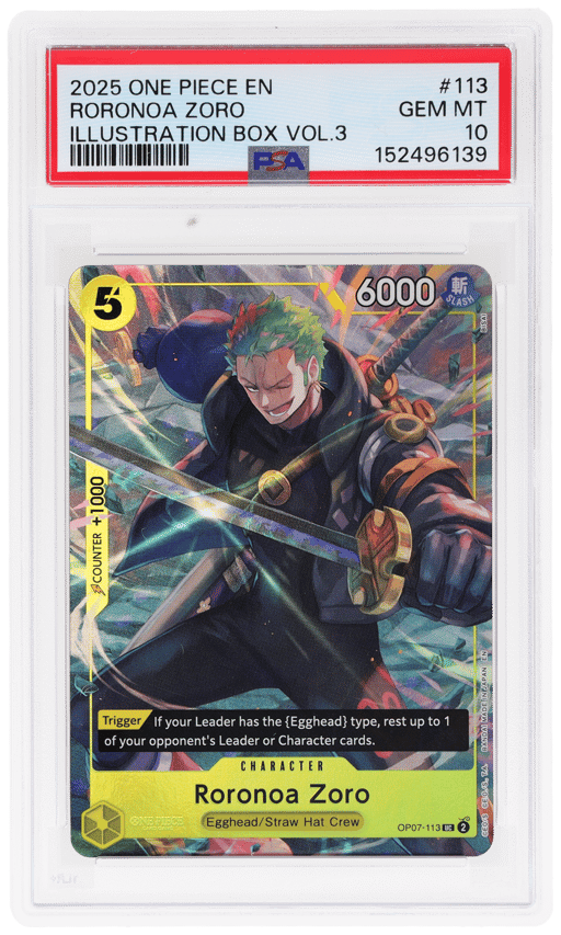 2025 One Piece Promo Illustration Box Volume 3 Roronoa Zoro #OP07-113 PSA 10