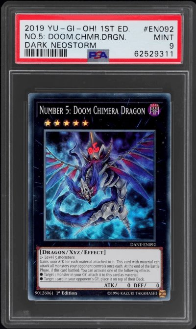 2019 Yu-Gi-Oh Dark Neostorm 1st Edition Sr Number 5: Doom Chimera Dragon #DANEEN092 PSA 9