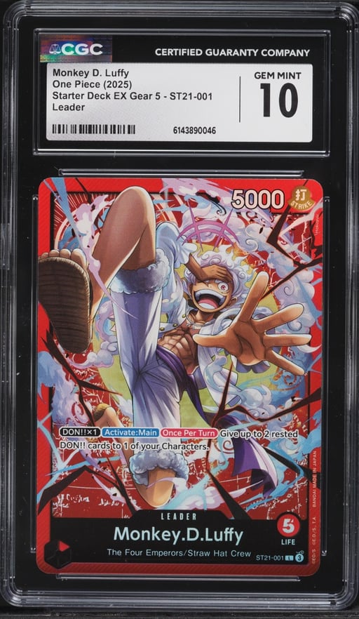 2025 One Piece Starter Deck EX Gear 5 Leader Monkey D. Luffy #ST21-001 CGC 10 GEM MINT