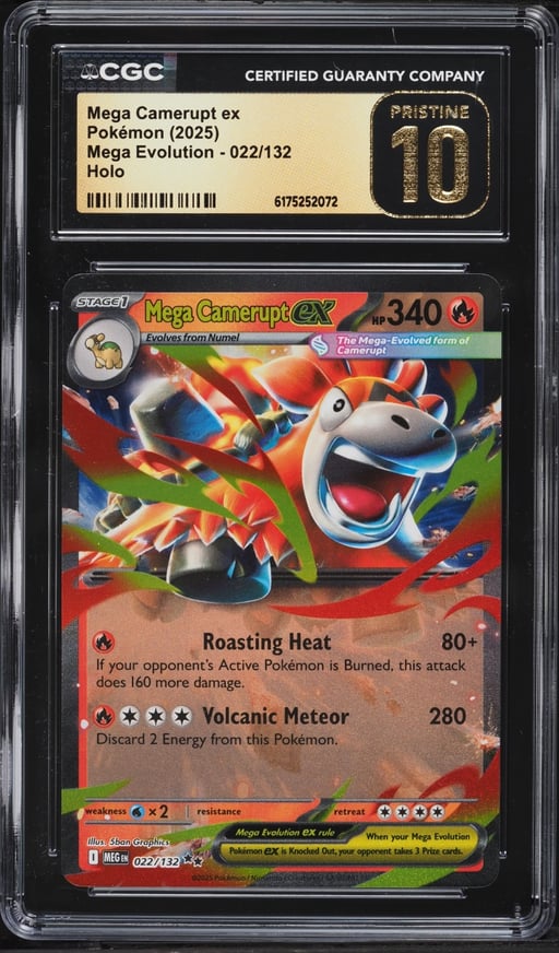 2025 Pokemon Mega Evolution Holo Mega Camerupt ex #22 CGC 10 PRISTINE