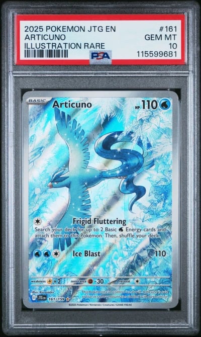 2025 POKEMON JTG EN-JOURNEY TOGETHER ILLUSTRATION RARE #161 ARTICUNO PSA 10