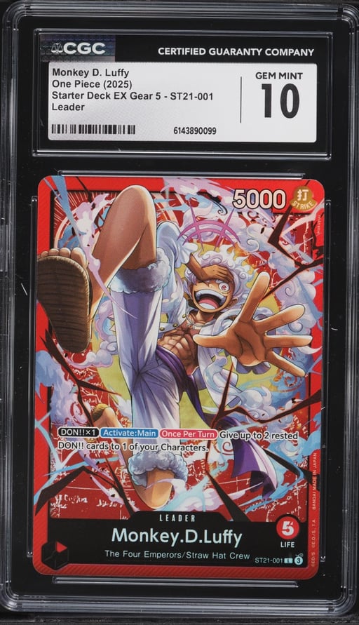 2025 One Piece Starter Deck EX Gear 5 Leader Monkey D. Luffy #ST21-001 CGC 10 GEM MINT