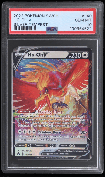 2022 Pokemon Sword and Shield Silver Tempest Ho-Oh V #140 PSA 10