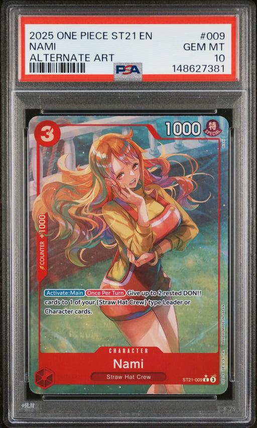 2025 ONE PIECE STARTER DECK ST21-EX GEAR 5 009 NAMI ALTERNATE ART PSA 10