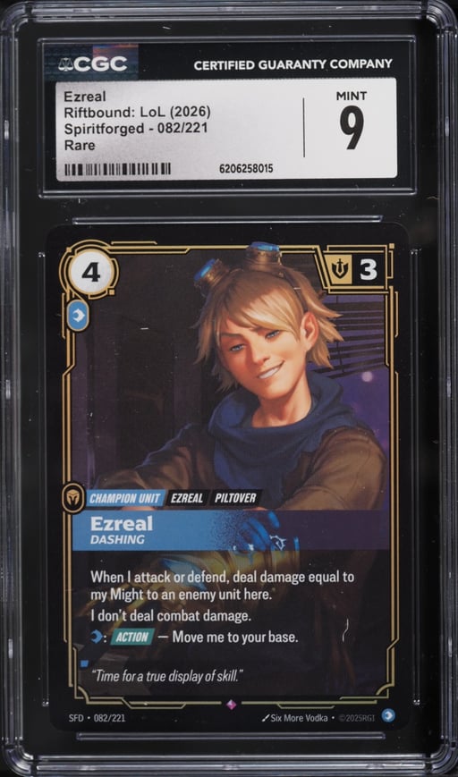 2026 Riftbound League Of Legends LoL Spiritforged Ezreal #82 CGC 9 MINT