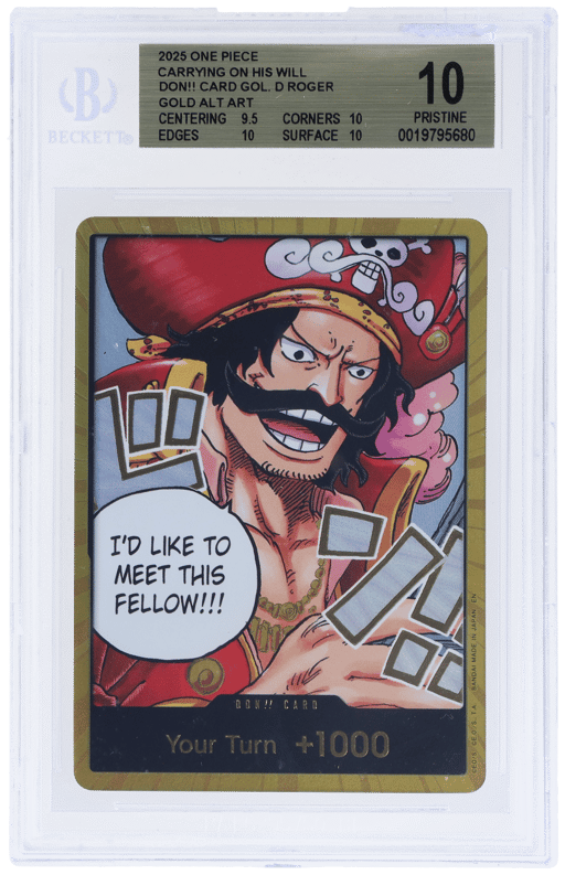 2025 One Piece Carrying On His Will Gold Alternate Art Don!! Card BGS 10