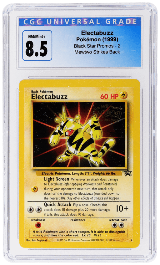 1999 Pokemon Wizards of the Coast Black Star Promo Mewtwo Strikes Back Electabuzz #2 CGC 8.5