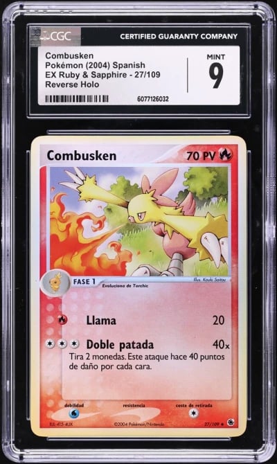 2004 Pokemon Spanish EX Ruby & Sapphire Reverse Holo Combusken #27 CGC 9 MINT