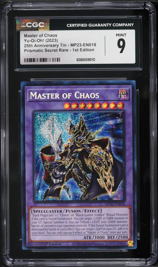 2023 Yu-Gi-Oh! 25th Anniversary 1st Edition Prismatic Secret Rare Master Of Chaos #MP23 CGC 9
