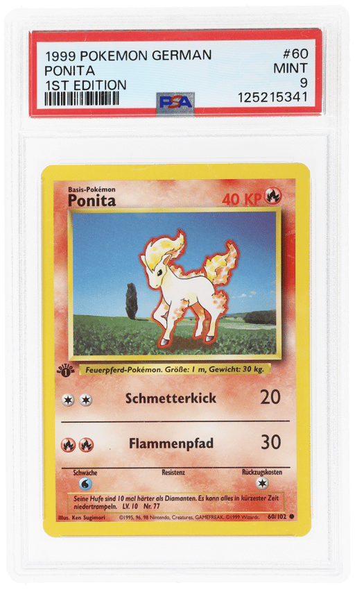 1999 Pokemon Base Set German 1st Edition Ponyta #60 PSA 9